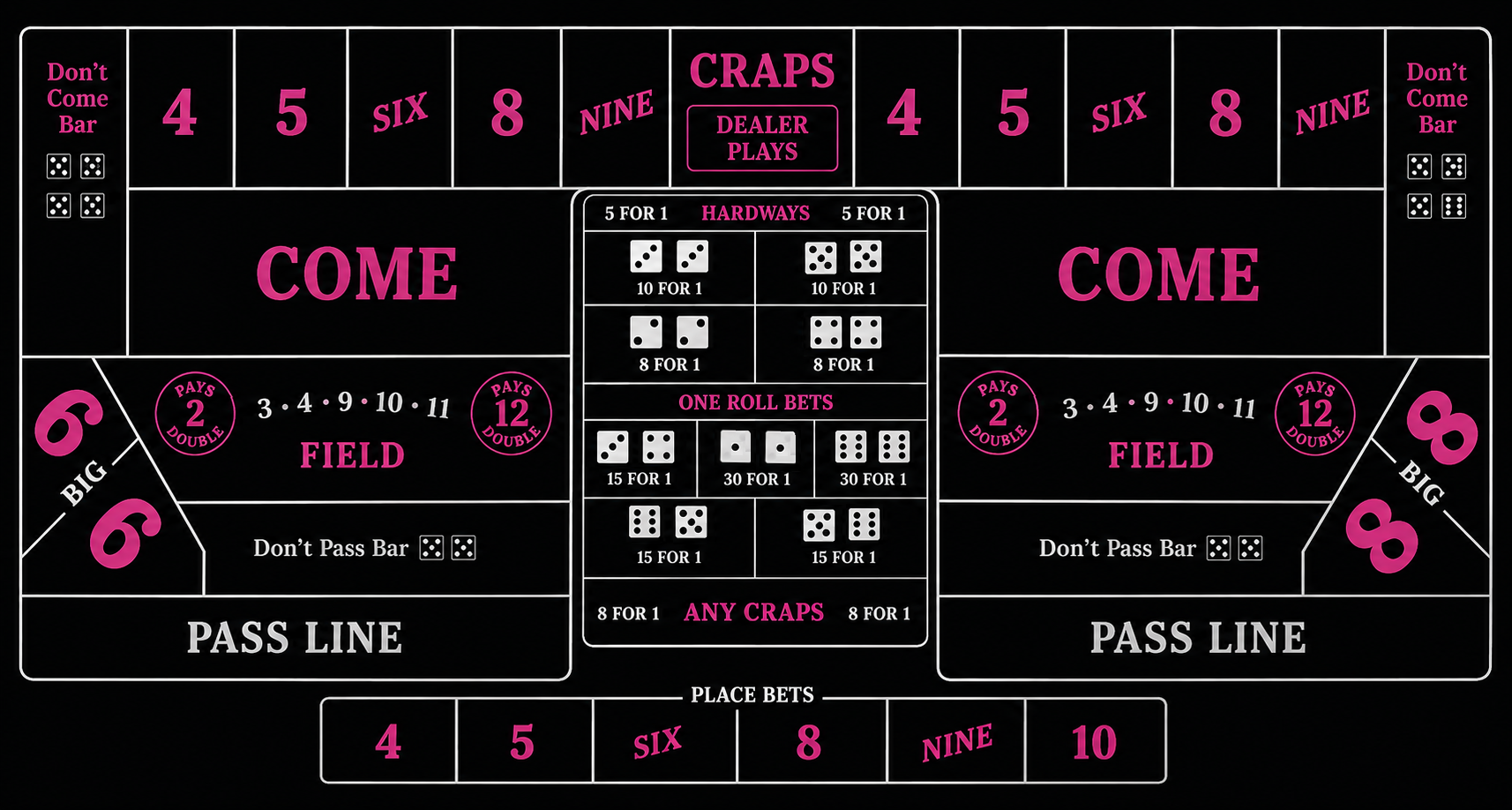 Clean realistic craps felt table
